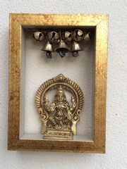 Goddess sitting on throne in Golden Frame